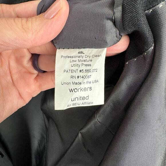 Hart Schaffner Marx 48L Dark Navy Charcoal Two Button Sports Coat Jacket - Picture 8 of 8